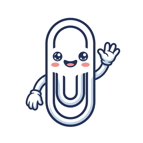 Documintz paperclip mascot, waving
